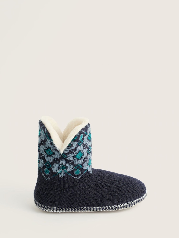 Seasalt Cornwall Blue Snooze Slipper Booties Slippers - Image 1 of 5
