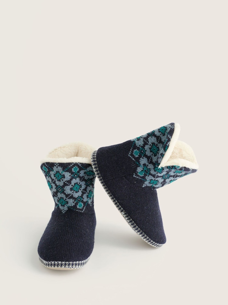Seasalt Cornwall Blue Snooze Slipper Booties Slippers - Image 2 of 5