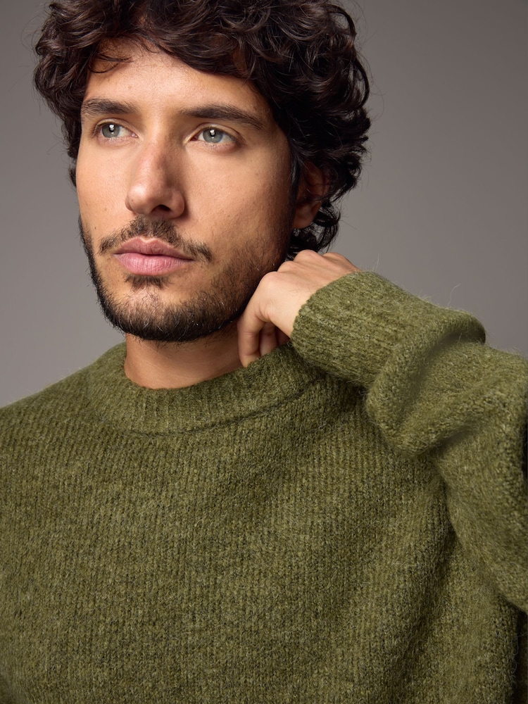 Grün - Flauschiger, strukturierter Rundhalspullover in Relaxed Fit - Bild 1 von 6 Grün - Flauschiger, strukturierter Rundhalspullover in Relaxed Fit - Bild 1 von 6