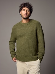 Green Relaxed Fit Fluffy Textured Crew Jumper - Image 2 of 6
