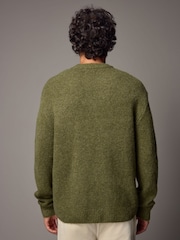Green Relaxed Fit Fluffy Textured Crew Jumper - Image 3 of 6