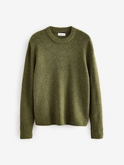 Green Relaxed Fit Fluffy Textured Crew Jumper - Image 4 of 6