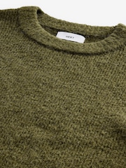 Green Relaxed Fit Fluffy Textured Crew Jumper - Image 5 of 6