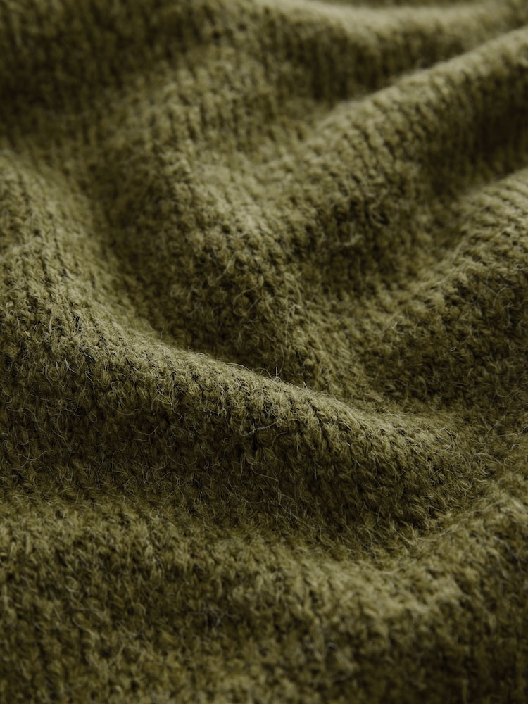 Green Relaxed Fit Fluffy Textured Crew Jumper - Image 6 of 6
