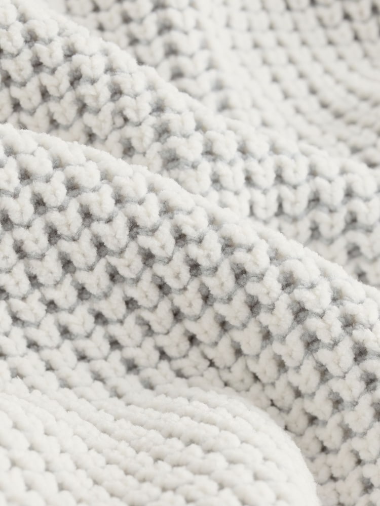 Ecru White Quarter Zip Regular Fit Chenille Texture Jumper - Image 9 of 9