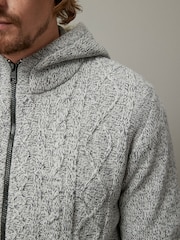 Grey Regular Knitted Cable Zip Through Jacket - Image 5 of 10