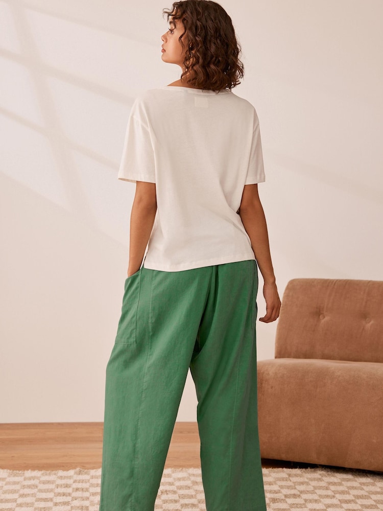 Grün Paris - Kurzärmeliger Pyjama aus Leinenmischung - Bild 2 von 7 Grün Paris - Kurzärmeliger Pyjama aus Leinenmischung - Bild 2 von 7