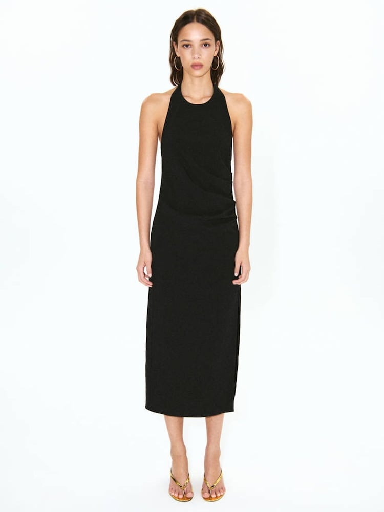 Mango Black Halter Neck Midi Dress - Image 1 of 7