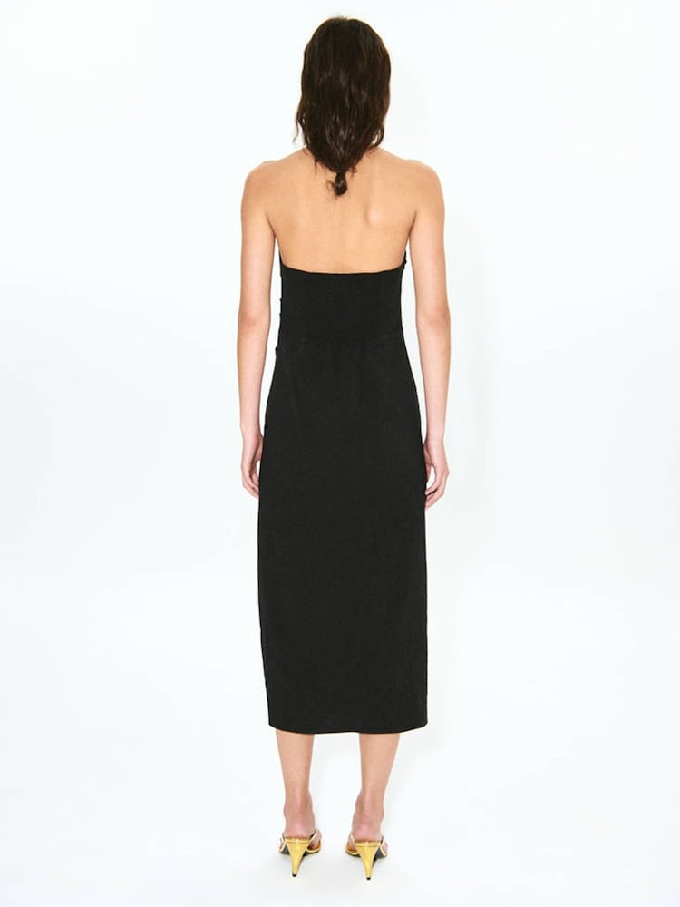 Mango Black Halter Neck Midi Dress - Image 2 of 7