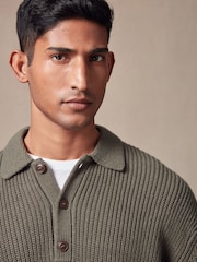 Sage Green Relaxed Fit Polo Neck Jumper with Wool - Image 4 of 7