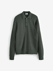 Sage Green Relaxed Fit Polo Neck Jumper with Wool - Image 5 of 7