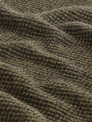 Khaki Green Regular Fit Textured Waffle Crew Neck Jumper - Image 4 of 8