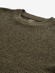 Khaki Green Regular Fit Textured Waffle Crew Neck Jumper - Image 8 of 8