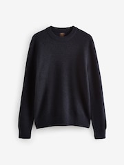 Navy Blue Regular Fit Textured Waffle Crew Neck Jumper - Image 7 of 8