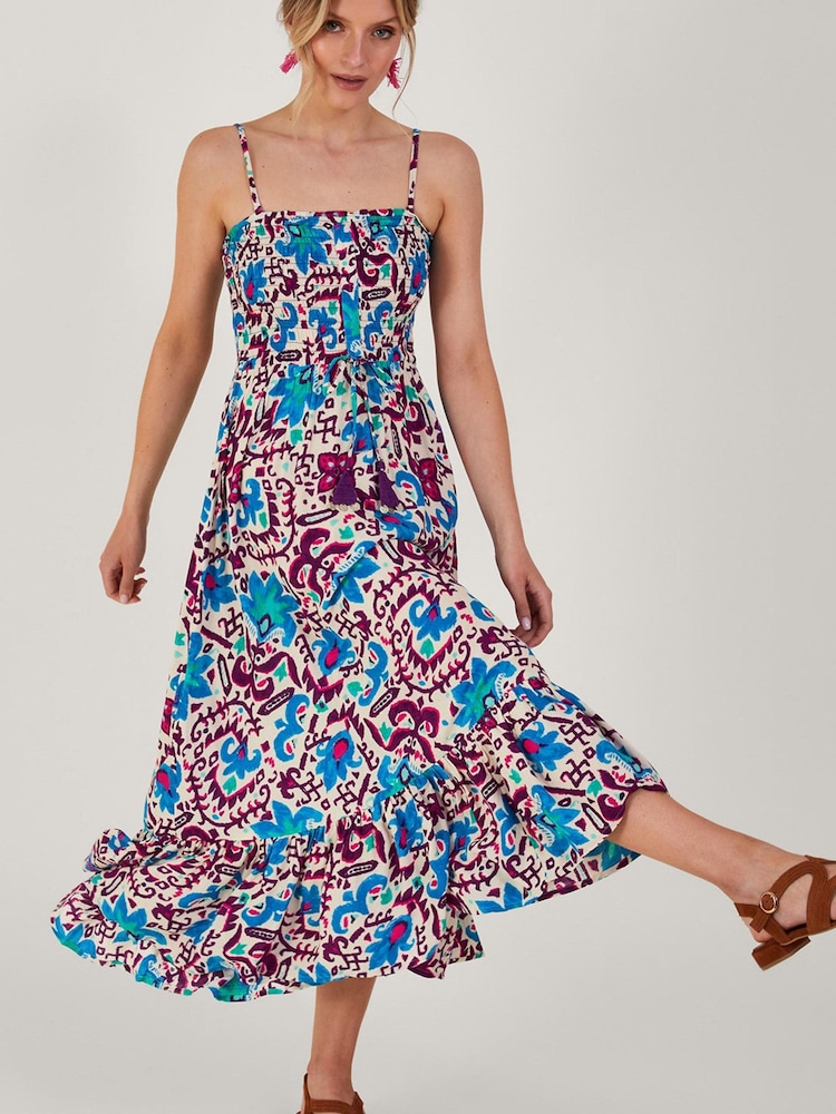 Monsoon Blue Fire Flower Ikat Cami Dress - Image 1 of 5