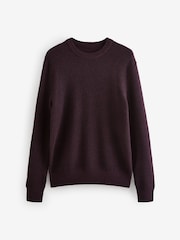 Burgundy Red Regular Fit Textured Waffle Crew Neck Jumper - Image 6 of 8