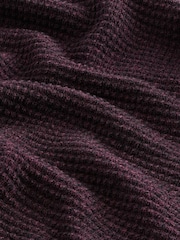 Burgundy Red Regular Fit Textured Waffle Crew Neck Jumper - Image 8 of 8