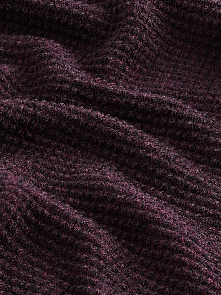Burgundy Red Regular Fit Textured Waffle Crew Neck Jumper - Image 8 of 8
