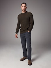 Brown Regular Fit Cotton Rich Textured Crew Jumper - Image 2 of 7