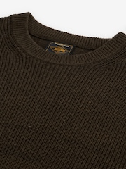 Brown Regular Fit Cotton Rich Textured Crew Jumper - Image 6 of 7