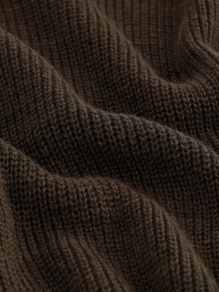 Brown Regular Fit Cotton Rich Textured Crew Jumper - Image 7 of 7