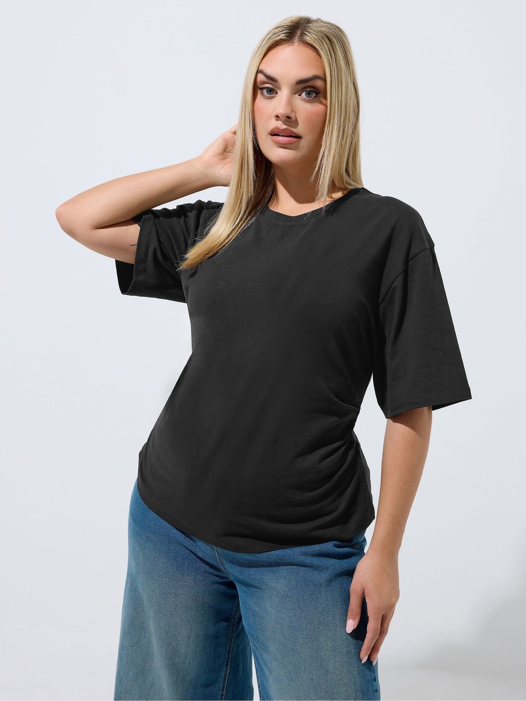 Yours Curve Women's Black Limited Corset Seam T-Shirt