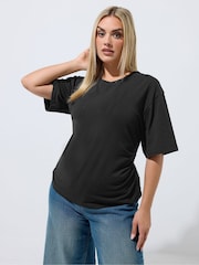 Yours Curve Black Limited Corset Seam T-Shirt - Image 1 of 5