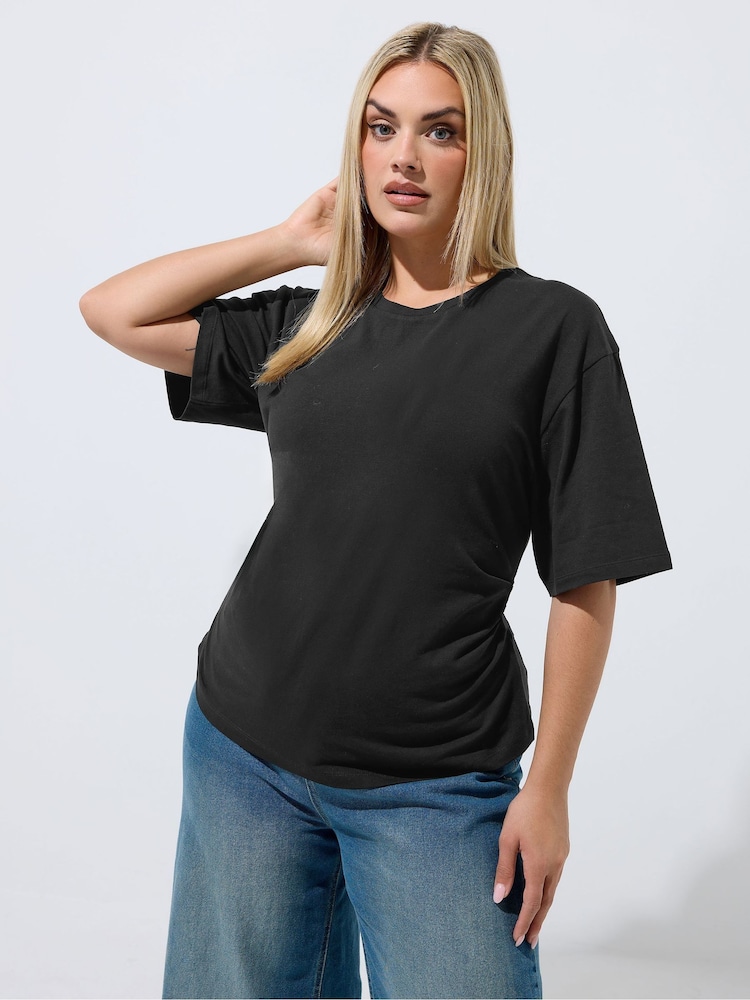 Yours Curve Black Limited Corset Seam T-Shirt - Image 1 of 5 Yours Curve Black Limited Corset Seam T-Shirt - Image 1 of 5