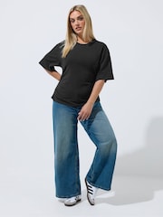 Yours Curve Black Limited Corset Seam T-Shirt - Image 2 of 5