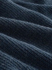 Navy Blue Regular Fit Cotton Rich Textured Crew Jumper - Image 7 of 8