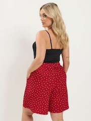 Yours Curve Red Crinkle Shorts - Image 3 of 5