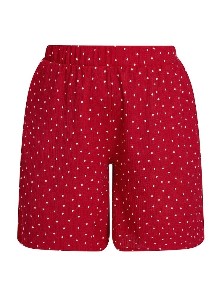 Yours Curve Red Crinkle Shorts - Image 5 of 5 Yours Curve Red Crinkle Shorts - Image 5 of 5