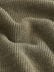 Khaki Green Regular Fit Cotton Rich Textured Crew Jumper - Image 4 of 7