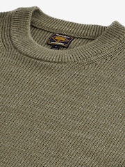 Khaki Green Regular Fit Cotton Rich Textured Crew Jumper - Image 7 of 7