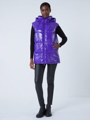 Roman Purple Hi Shine Padded Gilet with Hood - Image 2 of 5