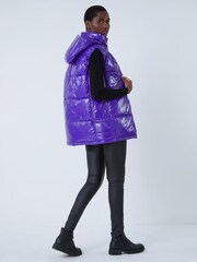 Roman Purple Hi Shine Padded Gilet with Hood - Image 3 of 5