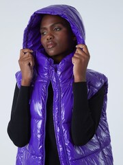 Roman Purple Hi Shine Padded Gilet with Hood - Image 4 of 5