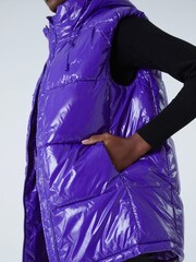 Roman Purple Hi Shine Padded Gilet with Hood - Image 5 of 5