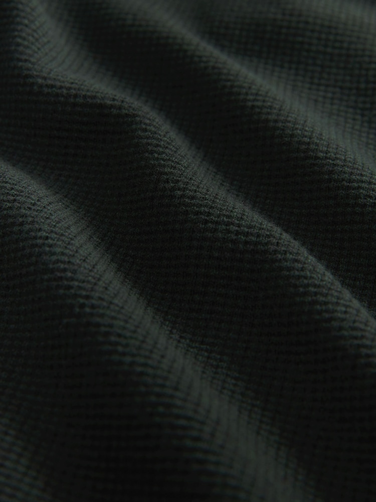 Dark Green Oxford Crew Neck Regular 100% Cotton Mock Shirt Jumper - Image 8 of 8