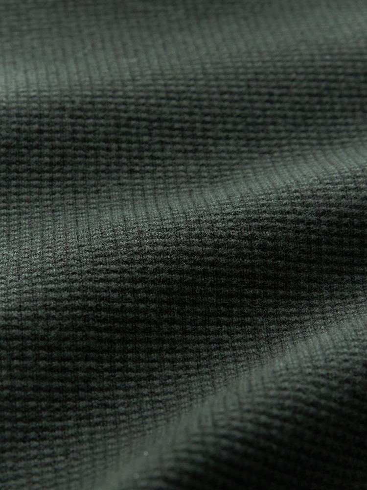 Dark Green Oxford V-Neck Regular 100% Cotton Mock Shirt Jumper - Image 7 of 7