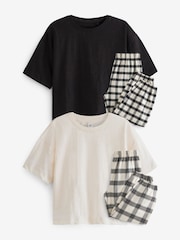 Black/White Woven Check Pyjamas 2 Pack (3-16yrs) - Image 3 of 5