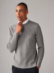 Light Grey Crew Neck Regular Mock Shirt Jumper - Image 1 of 7