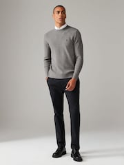 Light Grey Crew Neck Regular Mock Shirt Jumper - Image 2 of 7