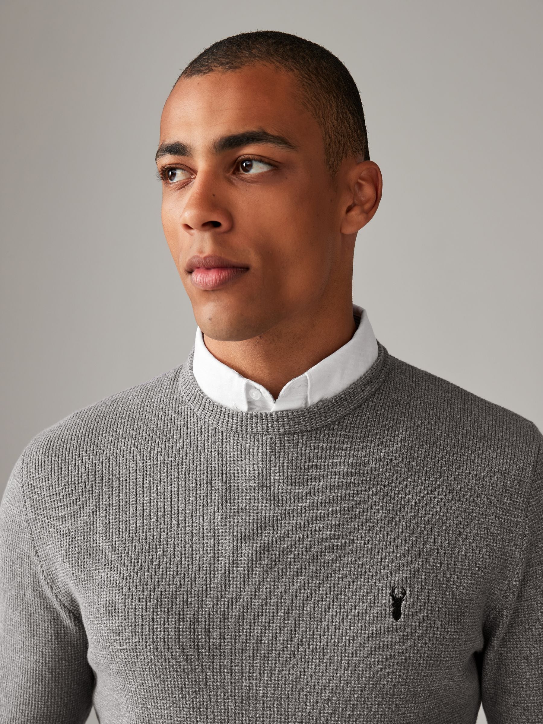 Buy Light Grey Crew Neck Regular Mock Shirt Jumper from Next USA