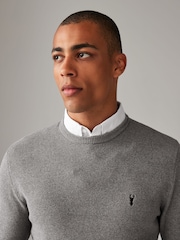 Light Grey Crew Neck Regular Mock Shirt Jumper - Image 4 of 7