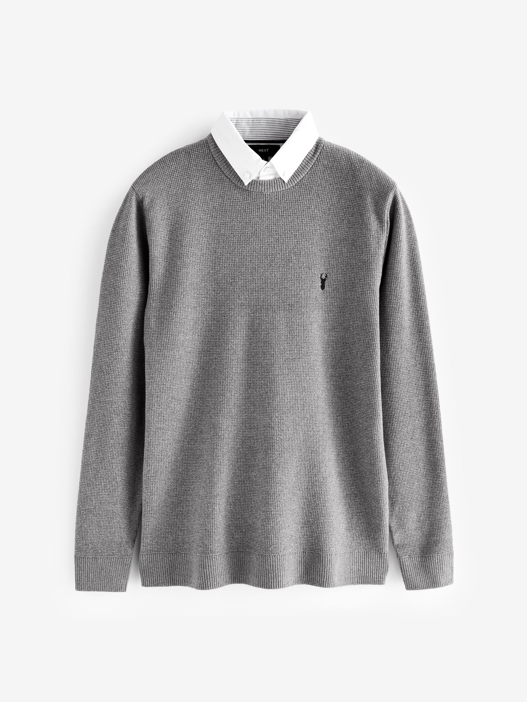 Buy Light Grey Crew Neck Regular Mock Shirt Jumper from Next USA