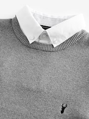 Light Grey Crew Neck Regular Mock Shirt Jumper - Image 7 of 7