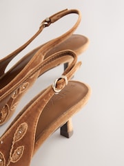 Ochre Yellow Forever Comfort® Velvet Embroidered Slingback Heels - Image 9 of 9