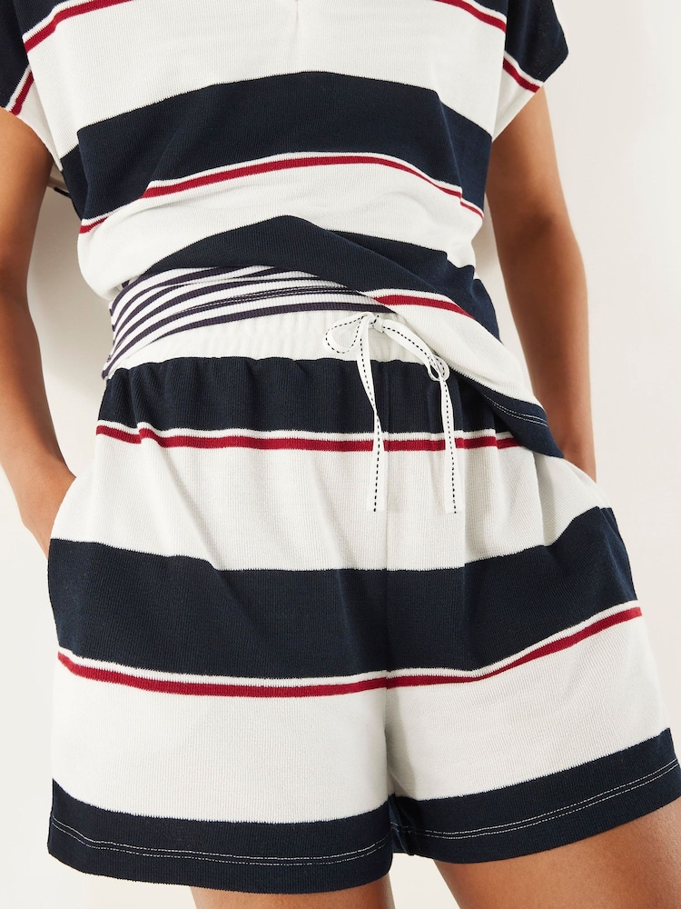 River Island Blue Stripe Textured Shorts - Image 1 of 4 River Island Blue Stripe Textured Shorts - Image 1 of 4