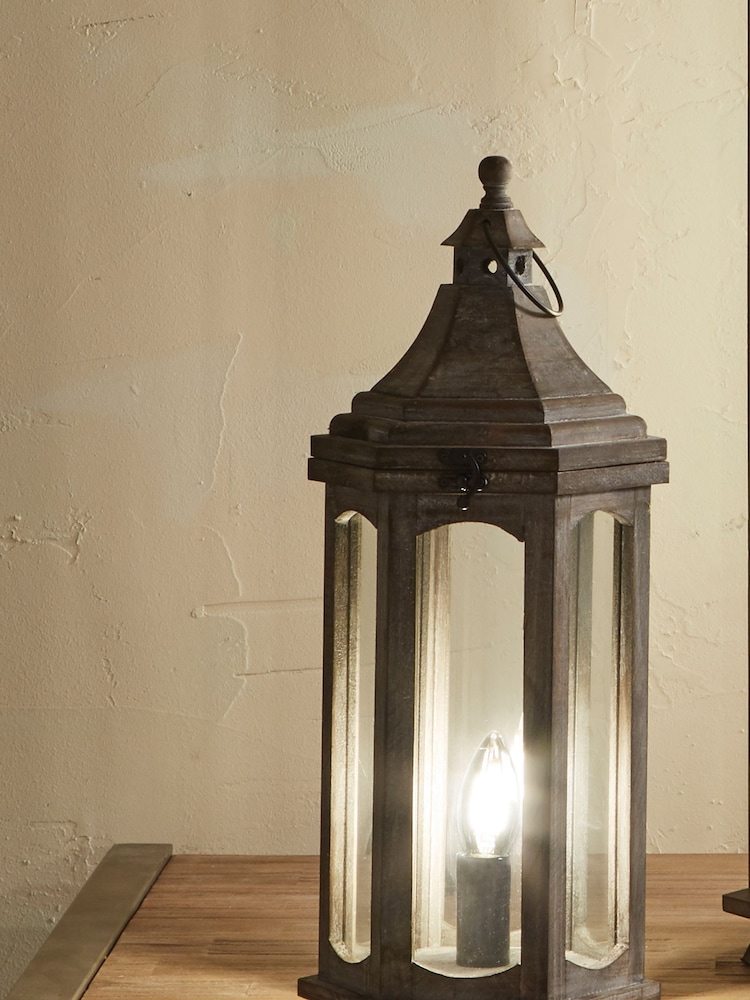 Pacific Grey Adaline Wood Lantern Table Lamp - Image 1 of 2